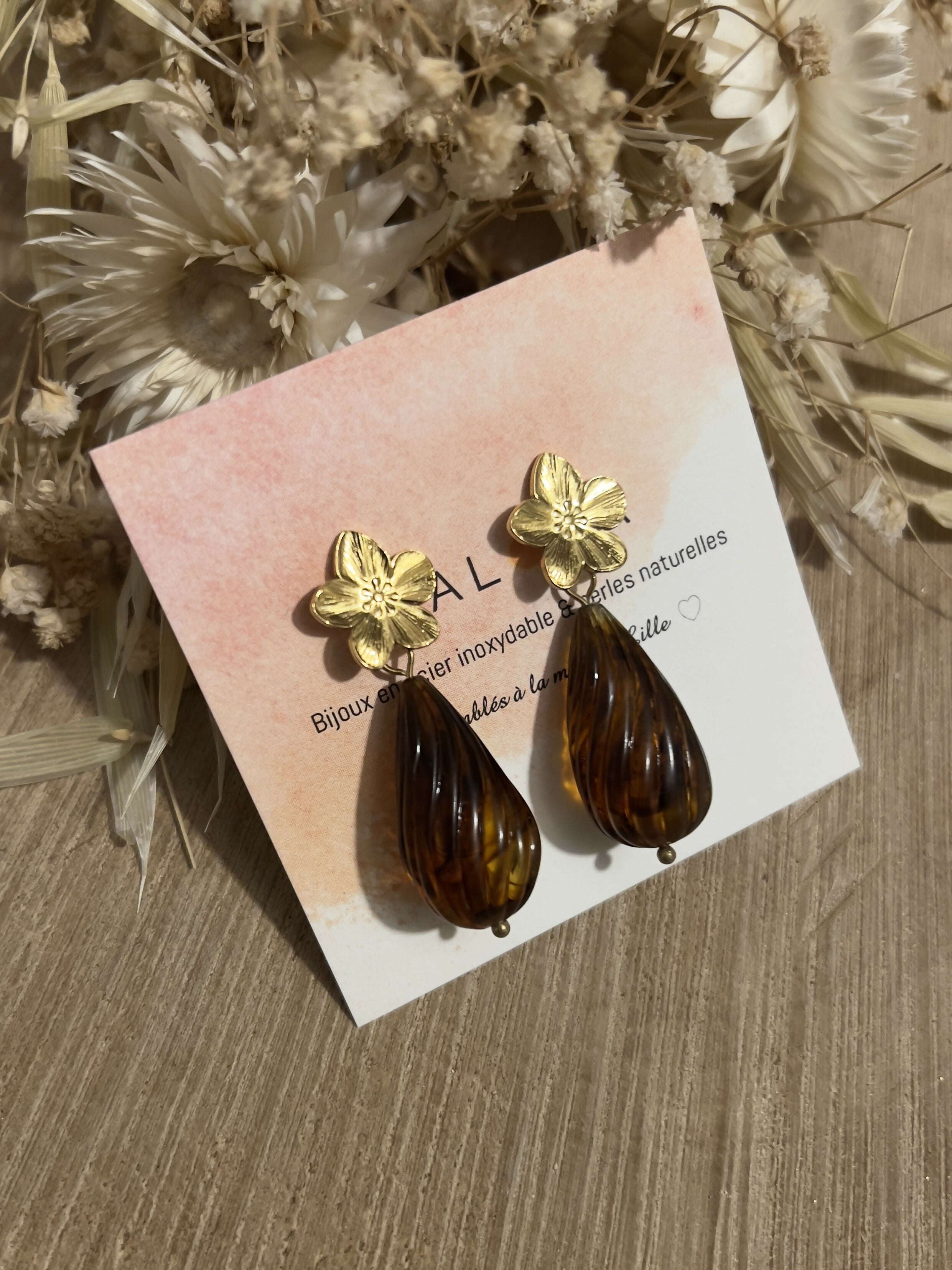 BO petites fleurs & goutte marron