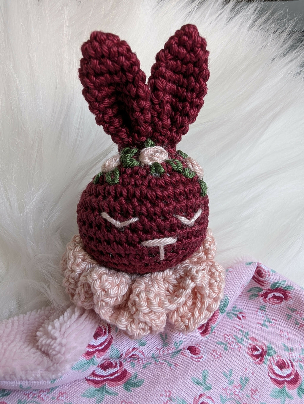 DOUDOU LAPIN BORDEAUX VINTAGE ROSE
