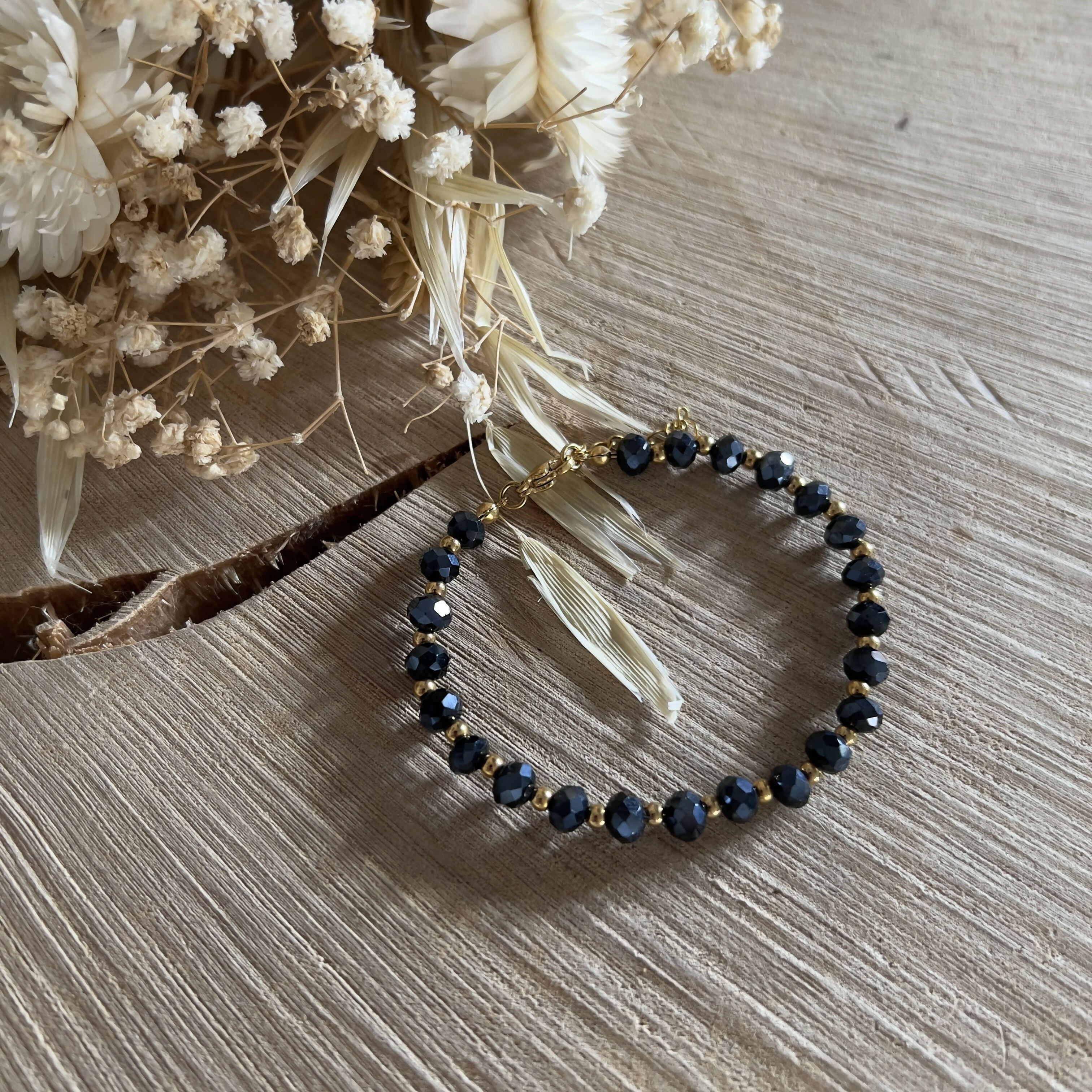 Bracelet grosses perles bleu marine