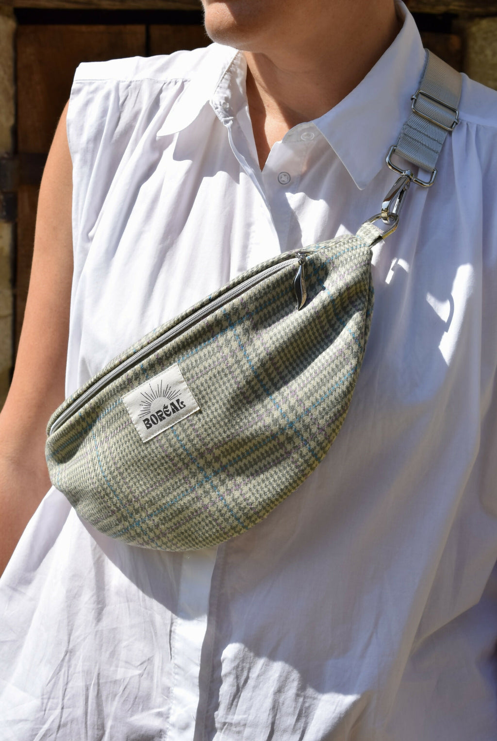 SAC BANANE HORTENSE CARREAUX VERTS
