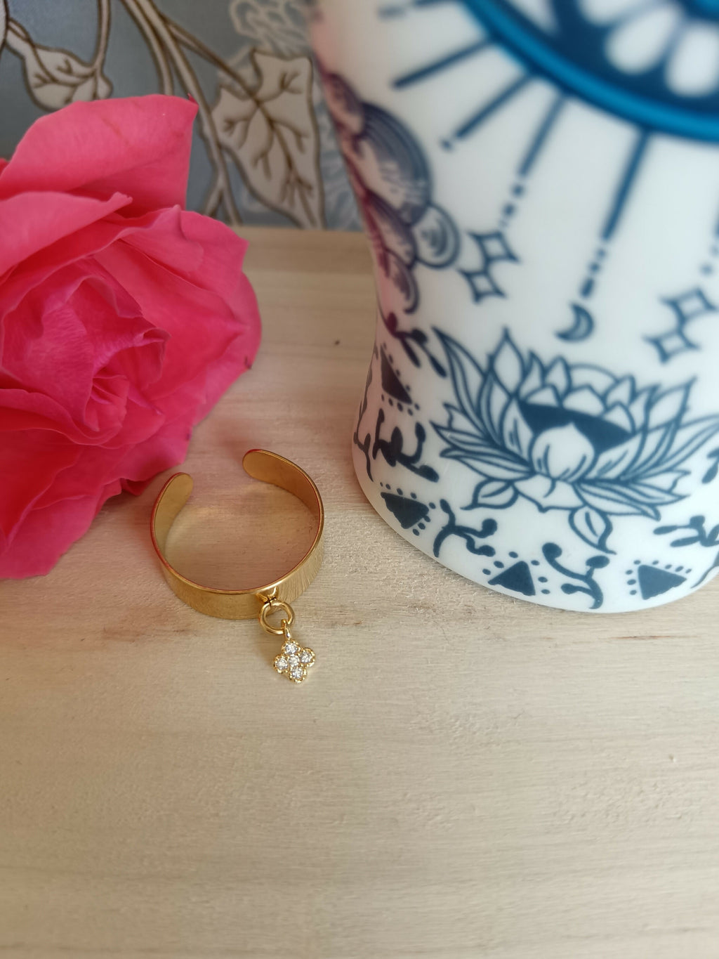 bague doré trefle