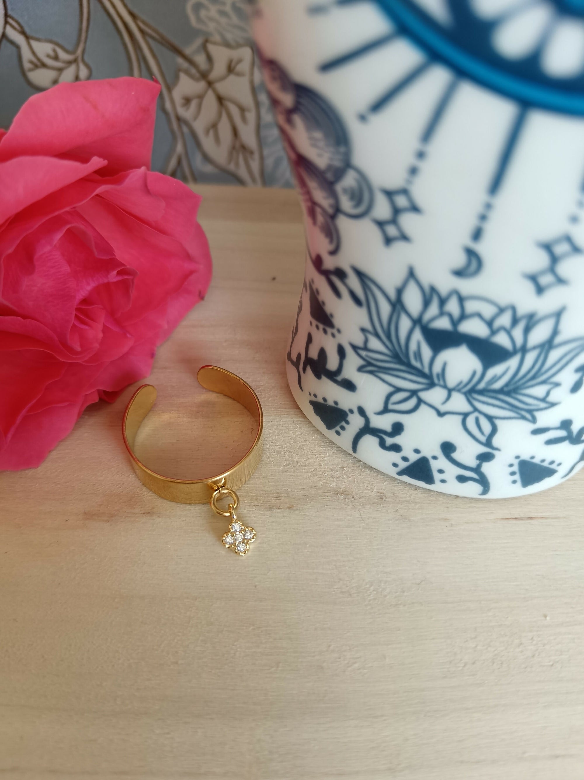 bague doré trefle